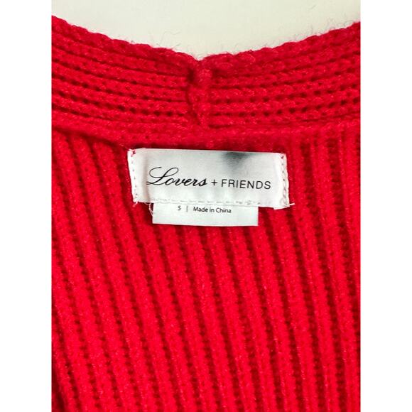 Lovers + Friends Cardigan Ribbed Sweater Red Size Small Heavy knit Midi Pockets - Picture 3 of 9